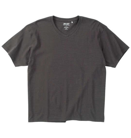 【max8】大きいサイズ メンズ Mc.S.P オーガニックコットン ミジンボーダー Vネック 半袖 Tシャツ ダークブラウン 1278-4512-2 3L 4L 5L 6L 7L 8L