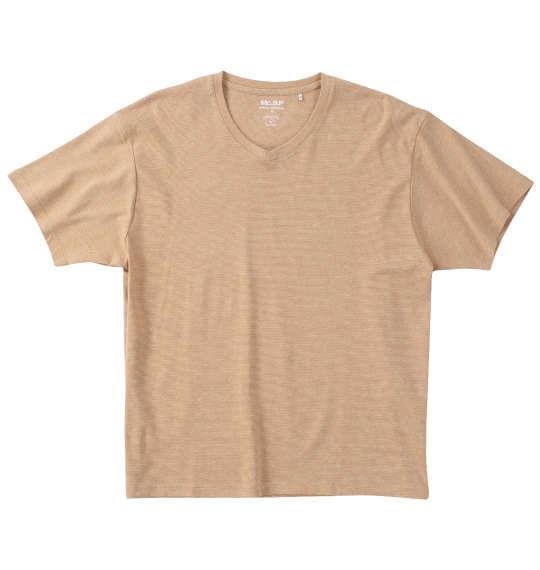 【max8】大きいサイズ メンズ Mc.S.P オーガニックコットン ミジンボーダー Vネック 半袖 Tシャツ ベージュ 1278-4512-3 3L 4L 5L 6L 7L 8L