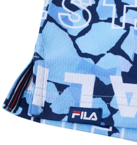 大きいサイズ メンズ FILA GOLF モザイクタイポプリントホリゾンタルカラー 半袖 シャツ ブルー 1278-4257-1 3L 4L 5L 6L