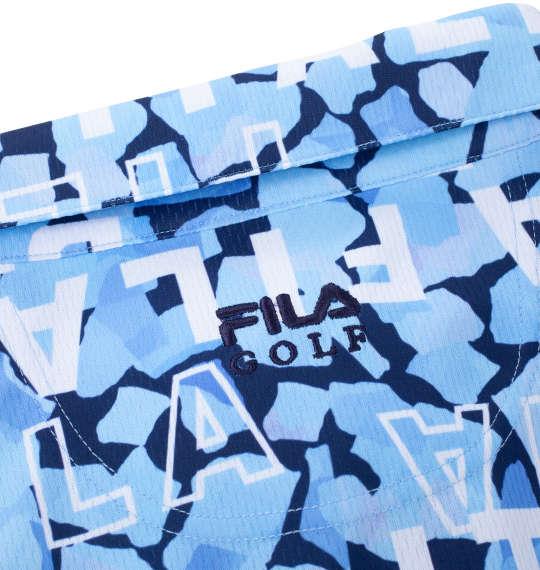 大きいサイズ メンズ FILA GOLF モザイクタイポプリントホリゾンタルカラー 半袖 シャツ ブルー 1278-4257-1 3L 4L 5L 6L