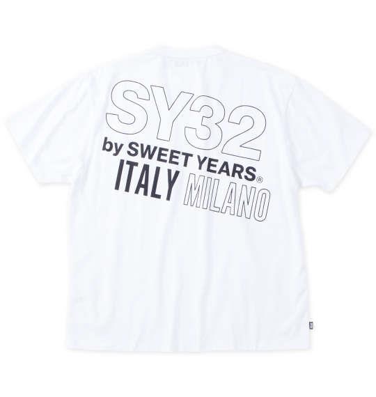 大きいサイズ メンズ SY32 by SWEET YEARS バックスラッシュビッグロゴ 半袖 Tシャツ ホワイト 1278-4290-1 3L 4L 5L 6L