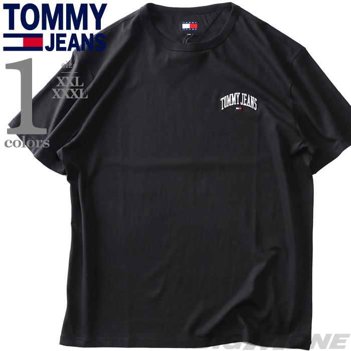 【FAD24】大きいサイズ メンズ TOMMY JEANS トミージーンズ ロゴ刺繍 半袖 Tシャツ REG VARSITY TEE USA直輸入 dm0dm18665