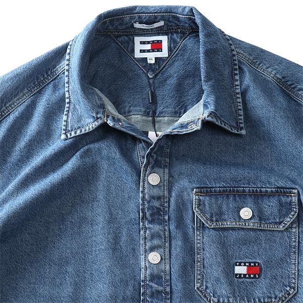 【SB0322】大きいサイズ メンズ TOMMY JEANS トミージーンズ 半袖 デニム シャツ DENIM OVERSHIRT USA直輸入 dm0dm18957