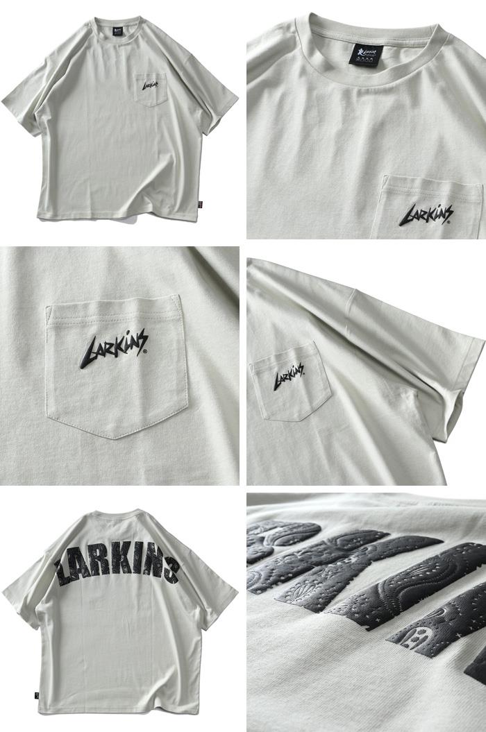 【SB0322】大きいサイズ メンズ LARKiNS ラーキンス 発砲デカロゴ 半袖 Tシャツ le073-224