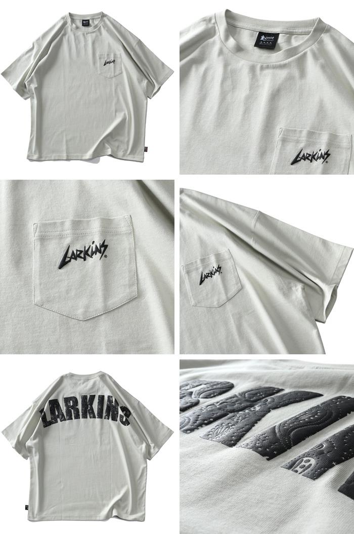 大きいサイズ メンズ LARKiNS ラーキンス 発砲デカロゴ 半袖 Tシャツ 春夏新作 le073-224