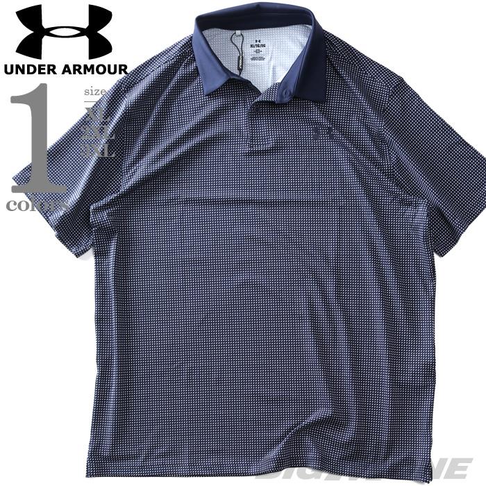 【SB0322】大きいサイズ メンズ UNDER ARMOUR アンダーアーマー 総柄 半袖 ゴルフ ポロシャツ USA直輸入 1377380-410