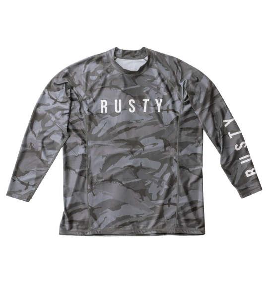 【max8】大きいサイズ メンズ RUSTY 長袖 ラッシュガード ブラック 1278-4275-2 3L 4L 5L 6L 8L