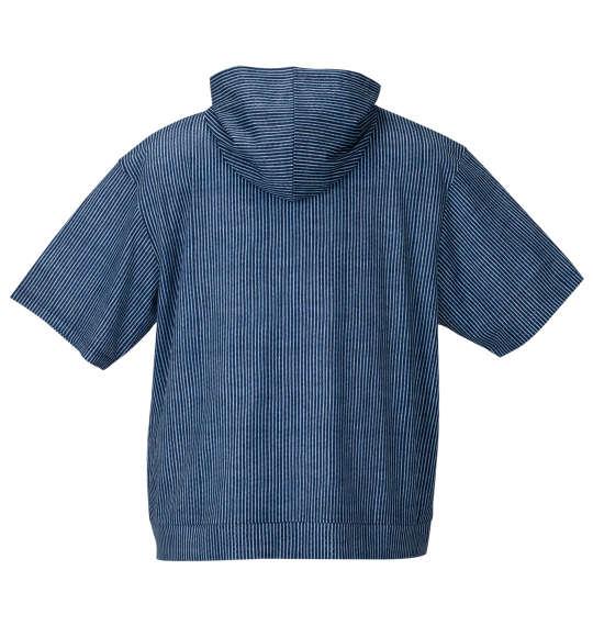 【max8】大きいサイズ メンズ COLLINS メッシュヒッコリー風プリント 半袖 フルジップ パーカー + 半袖 Tシャツ ネイビー × ホワイト 1258-4244-1 3L 4L 5L 6L 8L