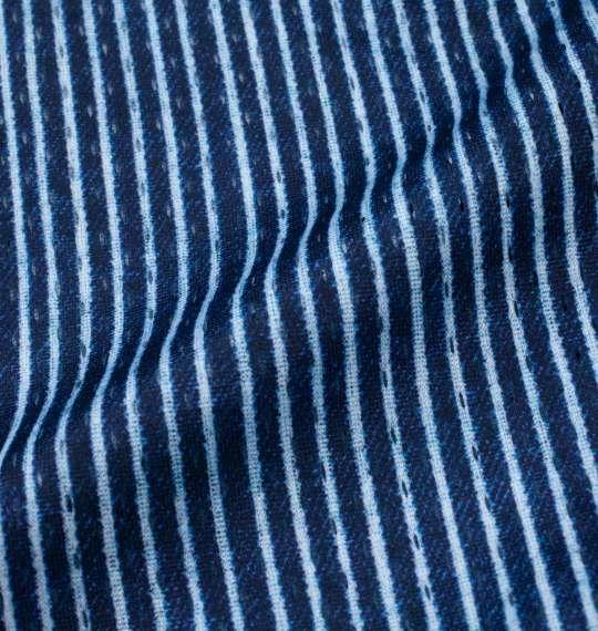 【max8】大きいサイズ メンズ COLLINS メッシュヒッコリー風プリント 半袖 フルジップ パーカー + 半袖 Tシャツ ネイビー × ホワイト 1258-4244-1 3L 4L 5L 6L 8L