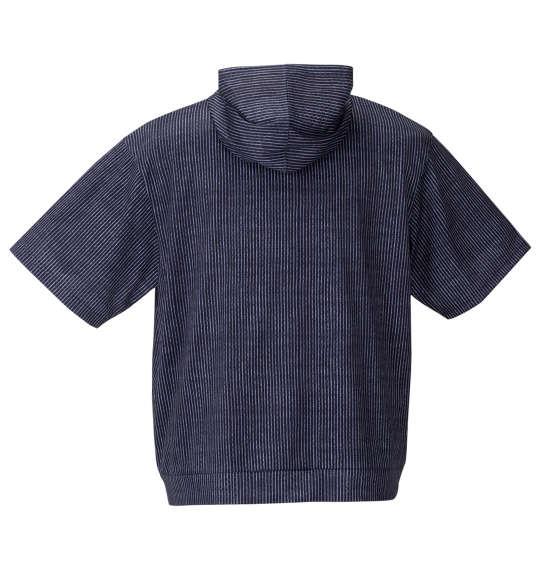 大きいサイズ メンズ COLLINS メッシュヒッコリー風プリント 半袖 フルジップ パーカー + 半袖 Tシャツ ブラック × ブラック 1258-4244-2 3L 4L 5L 6L 8L