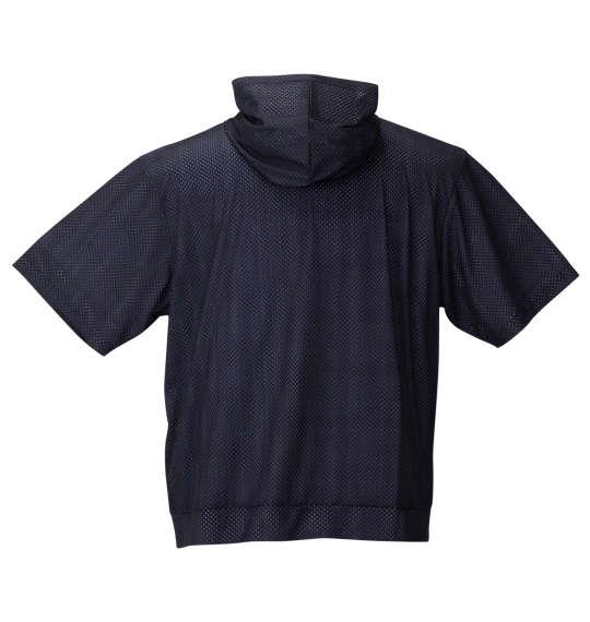 【max8】大きいサイズ メンズ COLLINS メッシュヘリンボーン風プリント 半袖 フルジップ パーカー + 半袖 Tシャツ ブラック系 × ホワイト 1258-4245-2 3L 4L 5L 6L 8L