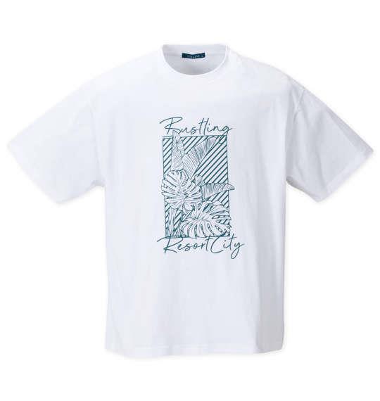 大きいサイズ メンズ COLLINS メッシュリーフ柄プリント ノースリーブ フルジップ パーカー + 半袖 Tシャツ ネイビー系 × ホワイト 1258-4246-1 3L 4L 5L 6L 8L