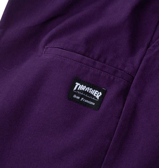 大きいサイズ メンズ THRASHER カツラギワーク ハーフパンツ パープル 1274-4541-4 3L 4L 5L 6L 7L 8L