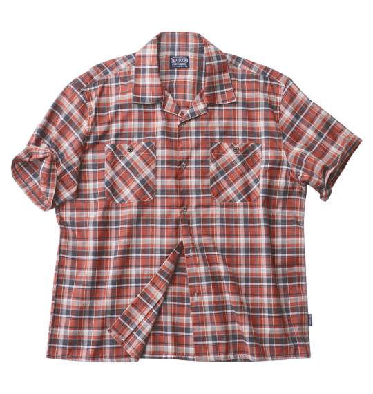 【max8】大きいサイズ メンズ OUTDOOR PRODUCTS チェック オープンカラー 半袖 シャツ エンジ系 1257-4221-2 3L 4L 5L 6L 7L 8L