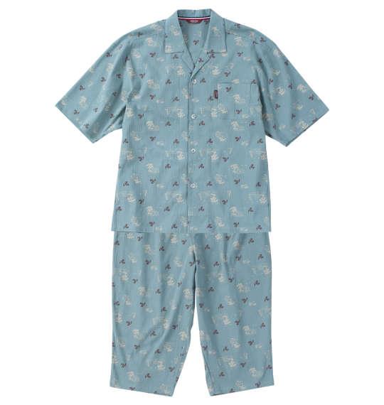 【max8】大きいサイズ メンズ marie claire homme 楊柳総柄 半袖 七分丈パンツ パジャマ ライトグリーン 1279-4201-2 3L 4L 5L 6L 8L
