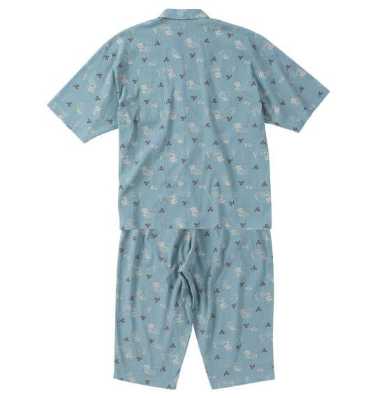 【max8】大きいサイズ メンズ marie claire homme 楊柳総柄 半袖 七分丈パンツ パジャマ ライトグリーン 1279-4201-2 3L 4L 5L 6L 8L