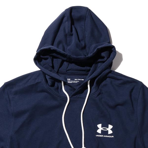 大きいサイズ メンズ UNDER ARMOUR アンダーアーマー 半袖 プルオーバー パーカー RIVAL TERRY LC SS HD USA直輸入 1370396-410