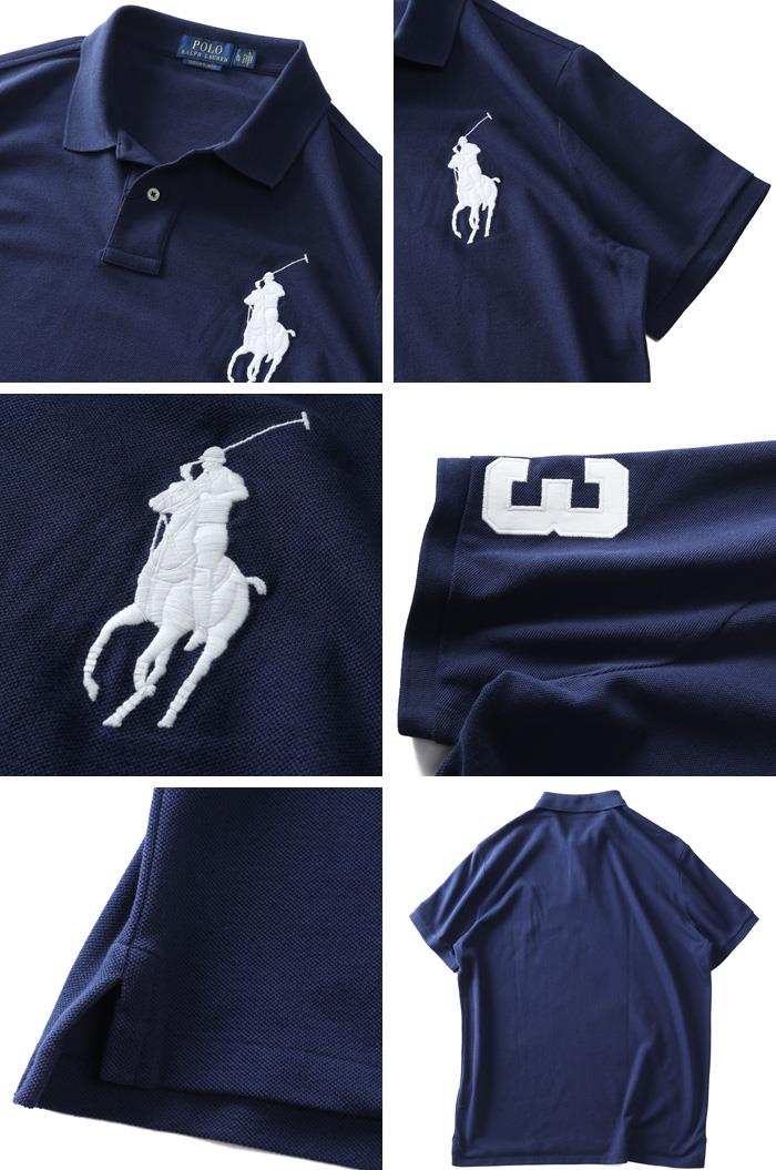 大きいサイズ メンズ POLO RALPH LAUREN ポロ ラルフローレン ビッグロゴ刺繍 鹿の子 半袖 ポロシャツ USA直輸入 710688969-004