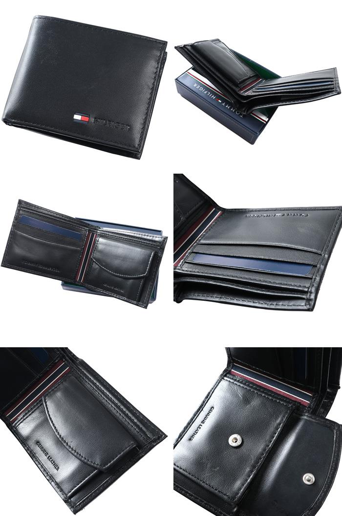 大きいサイズ メンズ TOMMY HILFIGER トミーヒルフィガー レザー 2つ折り 財布 LEATHER WALLET USA直輸入 31tl25x020