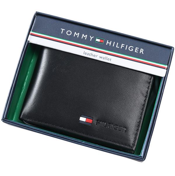 大きいサイズ メンズ TOMMY HILFIGER トミーヒルフィガー レザー 2つ折り 財布 LEATHER WALLET USA直輸入 31tl25x020