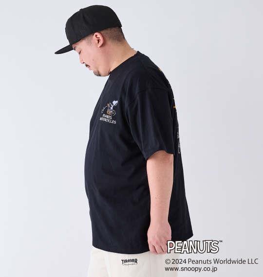 【max8】大きいサイズ メンズ FLAGSTAFF×PEANUTS スヌーピーコラボ 半袖 Tシャツ ブラック 1278-4509-1 3L 4L 5L 6L 8L