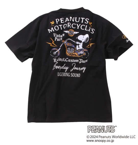 【max8】大きいサイズ メンズ FLAGSTAFF×PEANUTS スヌーピーコラボ 半袖 Tシャツ ブラック 1278-4509-1 3L 4L 5L 6L 8L