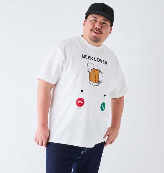 大きいサイズ メンズ YOIDORE Beer Incoming Call 半袖 Tシャツ ホワイト 1268-4260-1 3L 4L 5L 6L