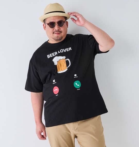 大きいサイズ メンズ YOIDORE Beer Incoming Call 半袖 Tシャツ ブラック 1268-4260-2 3L 4L 5L 6L