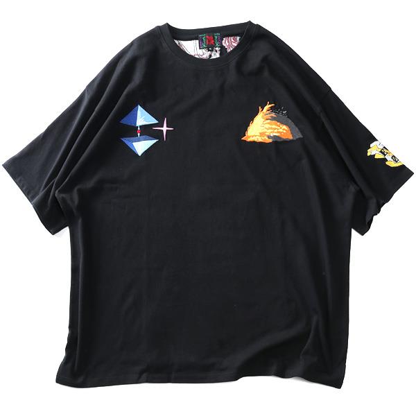 【SB0322】大きいサイズ メンズ EVANGELION × 錦 エヴァンゲリオン×ニシキ 初号機VS赤龍 刺繍 半袖 Tシャツ 554369k