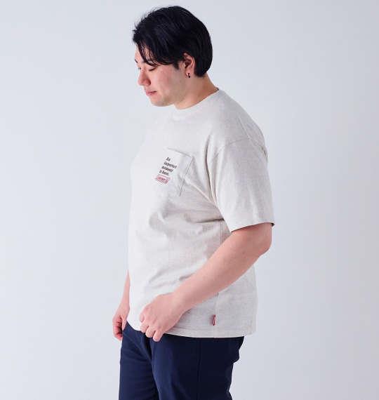 【max8】大きいサイズ メンズ Coleman USAコットン ポケット付 バックランタンプリント 半袖 Tシャツ オートミール 1278-4208-1 3L 4L 5L 6L 7L 8L