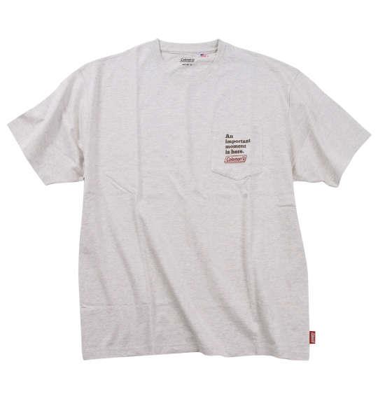 【max8】大きいサイズ メンズ Coleman USAコットン ポケット付 バックランタンプリント 半袖 Tシャツ オートミール 1278-4208-1 3L 4L 5L 6L 7L 8L