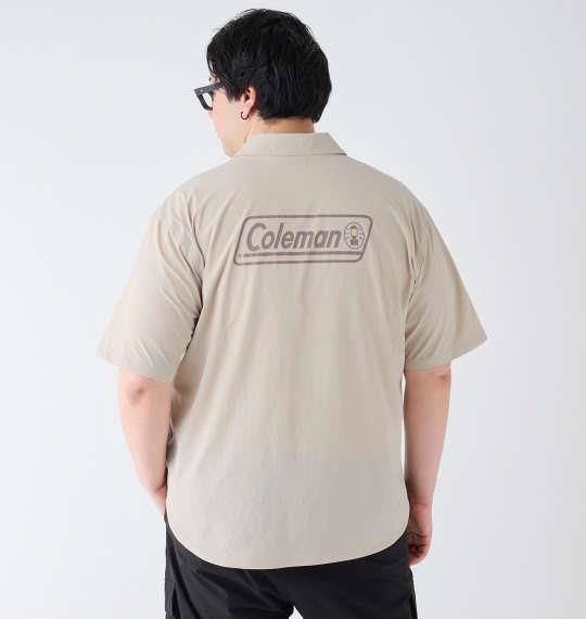 【max8】大きいサイズ メンズ Coleman ストレッチ ナイロン リップストップ バイカラー 半袖 シャツ ベージュ 1277-4270-1 3L 4L 5L 6L 7L 8L