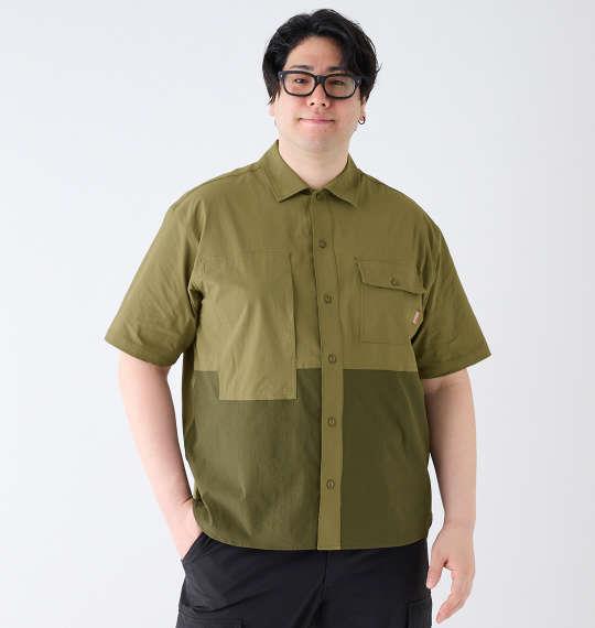 【max8】大きいサイズ メンズ Coleman ストレッチ ナイロン リップストップ バイカラー 半袖 シャツ カーキ 1277-4270-2 3L 4L 5L 6L 7L 8L