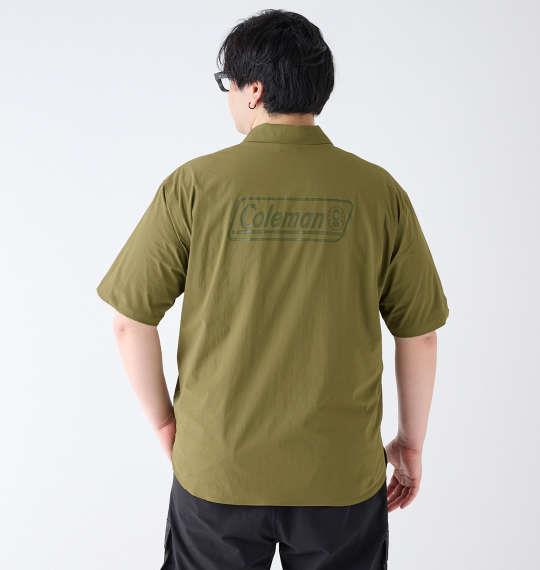 【max8】大きいサイズ メンズ Coleman ストレッチ ナイロン リップストップ バイカラー 半袖 シャツ カーキ 1277-4270-2 3L 4L 5L 6L 7L 8L
