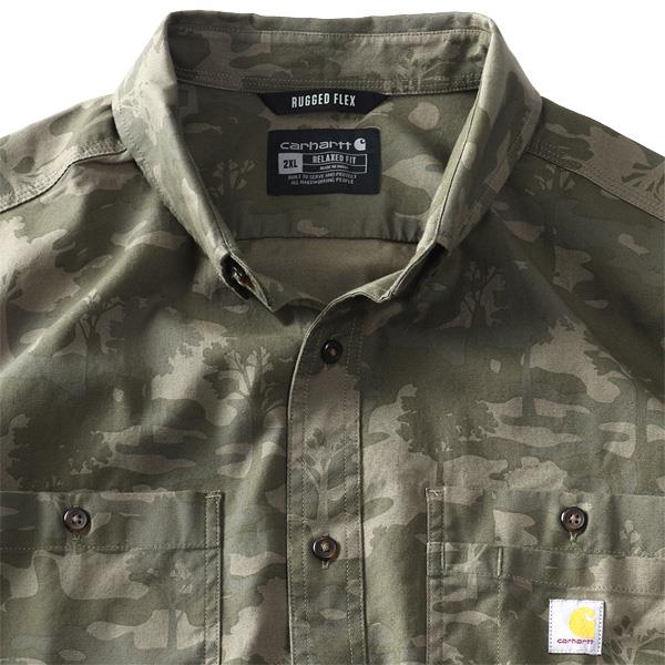 【SB0322】大きいサイズ メンズ CARHARTT カーハート リラックスフィット ミッドウェイト 半袖 キャンバス ワーク シャツ USA直輸入 103555