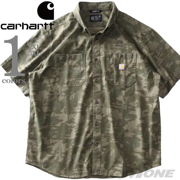 【SB0322】大きいサイズ メンズ CARHARTT カーハート リラックスフィット ミッドウェイト 半袖 キャンバス ワーク シャツ USA直輸入 103555