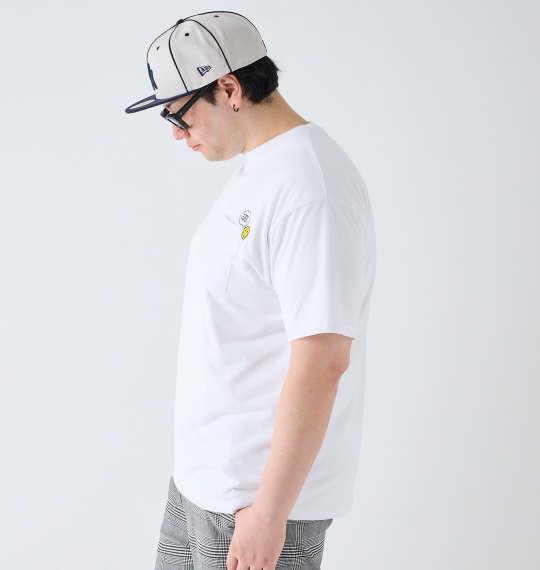 【max8】大きいサイズ メンズ SMILEY FACE T/C 天竺 ポケット付刺繍 半袖 Tシャツ ホワイト 1278-4579-1 3L 4L 5L 6L 8L