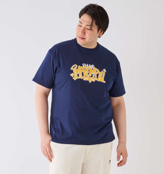 【max8】大きいサイズ メンズ BEAUMERE T/C 天竺 ワッペン刺繍 半袖 Tシャツ ネイビー 1278-4574-3 3L 4L 5L 6L 8L