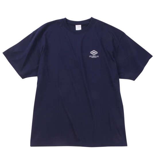 【max8】大きいサイズ メンズ BEAUMERE T/C 天竺 ラバープリント+サガラ刺繍 半袖 Tシャツ ネイビー 1278-4576-1 3L 4L 5L 6L 8L