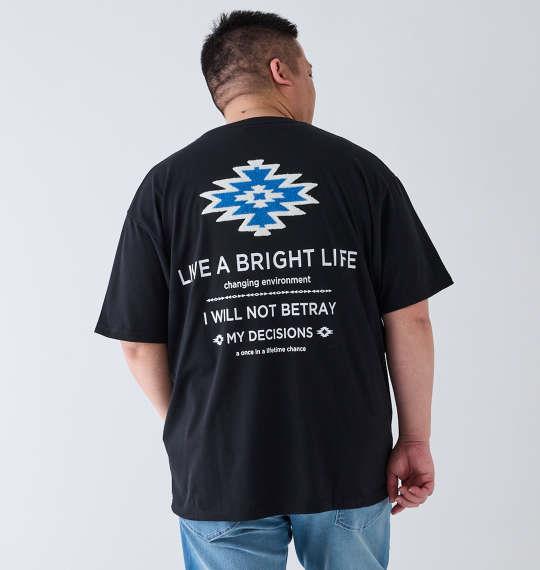 【max8】大きいサイズ メンズ BEAUMERE T/C 天竺 ラバープリント+サガラ刺繍 半袖 Tシャツ ブラック 1278-4576-2 3L 4L 5L 6L 8L