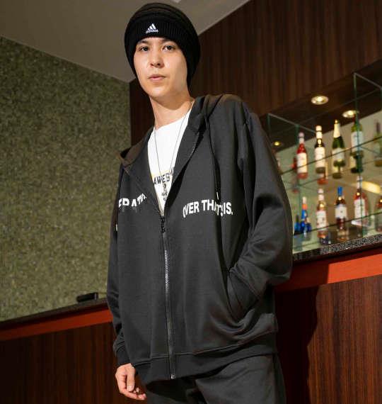 大きいサイズ メンズ in the attic ポンチ フルジップ パーカー ブラック × ロゴプリント 1258-4213-2 3L 4L 5L 6L