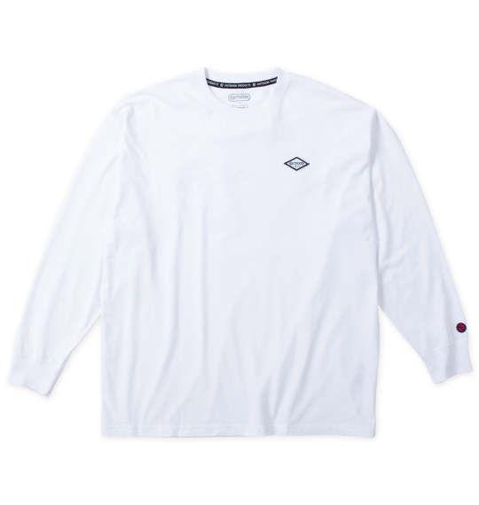 【max8】大きいサイズ メンズ OUTDOOR PRODUCTS 天竺エンボス 長袖 Tシャツ ホワイト 1258-4300-1 3L 4L 5L 6L 7L 8L