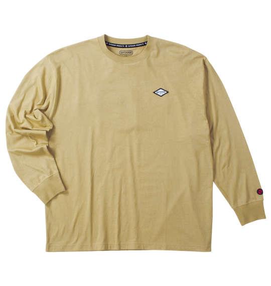 【max8】大きいサイズ メンズ OUTDOOR PRODUCTS 天竺エンボス 長袖 Tシャツ ベージュ 1258-4300-4 3L 4L 5L 6L 7L 8L