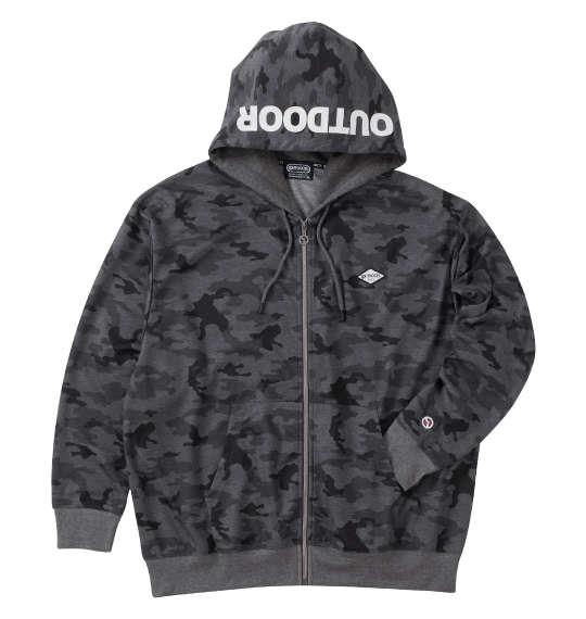 【max8】大きいサイズ メンズ OUTDOOR PRODUCTS ダンボール カモフラ柄 フルジップ パーカー チャコール 1258-4301-2 3L 4L 5L 6L 7L 8L