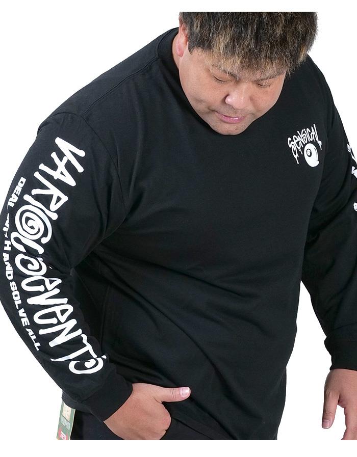 大きいサイズ メンズ BEAUMERE ボウメール エイトボール 4面プリント 袖リブ付き 長袖 Tシャツ 吸水速乾 UVカット 12435004
