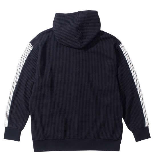 大きいサイズ メンズ in the attic ビッグワッフル切替 フルジップ パーカー ブラック 1258-4372-2 3L 4L 5L 6L