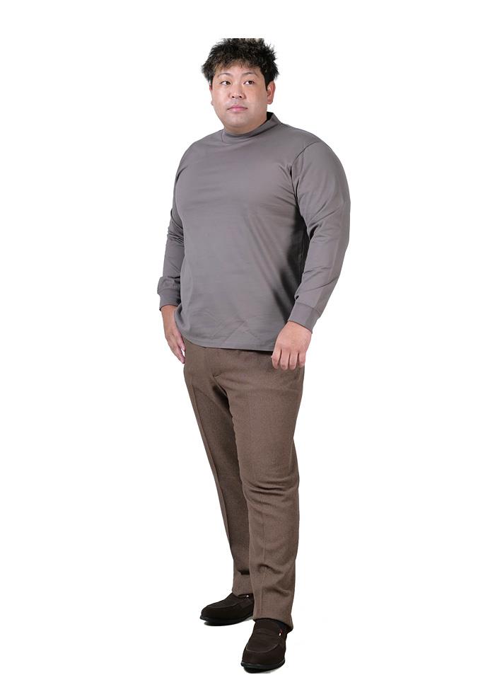 大きいサイズ メンズ DREAM MASTER シルケット加工 スーピマ モックネック 長袖 Tシャツ dm-t240412