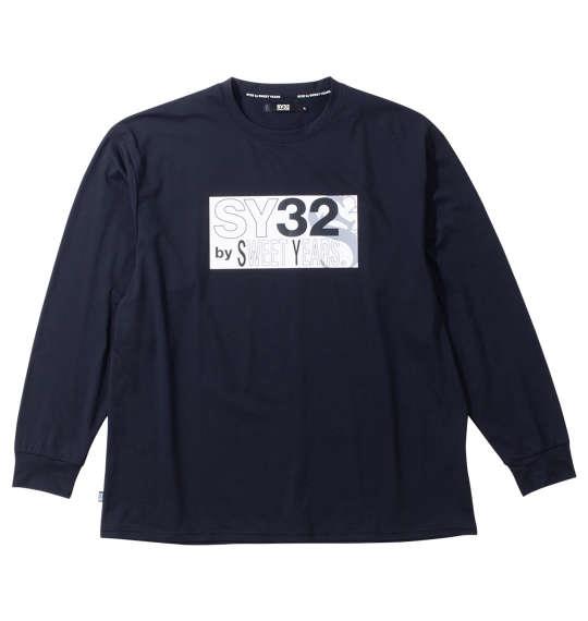 大きいサイズ メンズ SY32 by SWEET YEARS ミックスボックスロゴ 長袖 Tシャツ ブラック 1278-4390-2 3L 4L 5L 6L