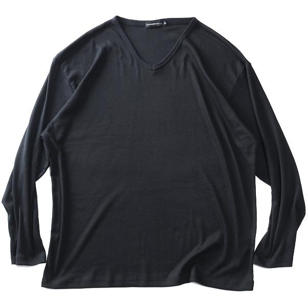 大きいサイズ メンズ PLEGGI プレッジ テレコ Vネック ロング Tシャツ 64-77578-2