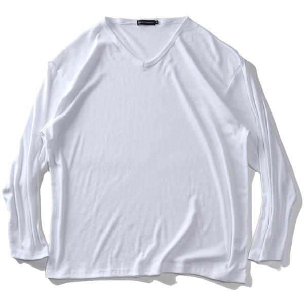 大きいサイズ メンズ PLEGGI プレッジ テレコ Vネック ロング Tシャツ 64-77578-2